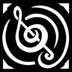 Black and white music symbol drawing